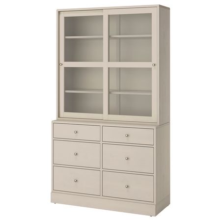 HAVSTA Комбинация для хранения с сткл двр - серо-бежевый 121x47x212 см