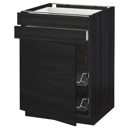 Напольный шкаф, дверца, 2 ящика, проволочных корзин МЕТОД / МАКСИМЕРА, черный, Тингсрид черный
