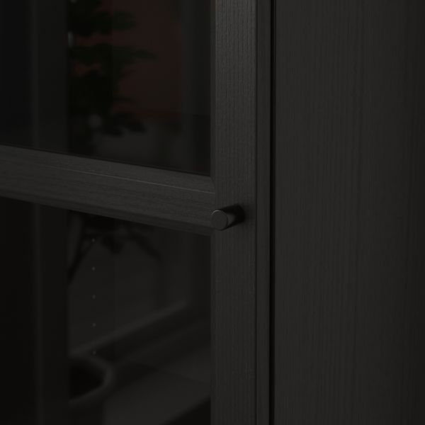 Шкаф книжный со стеклянной дверью, 40x30x202 см, черно-коричневый, стекло IKEA BILLY БИЛЛИ, OXBERG ОКСБЕРГ 192.873.99 - фото 5