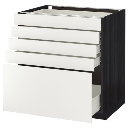 Напольный шкаф с 5 ящиками МЕТОД / ФОРВАРА, черный, Хэггеби белый