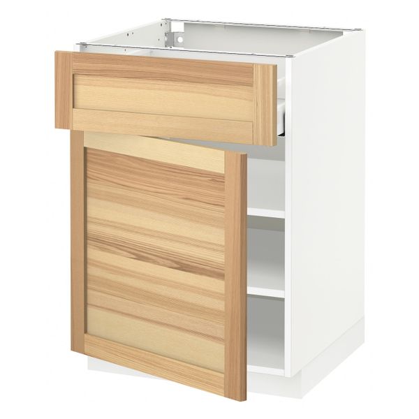 Напольный шкаф с ящиком/дверью, белый/Торхэмн ясень 60x60 см IKEA METOD МЕТОД / MAXIMERA МАКСИМЕРА 892.356.51 - фото 1