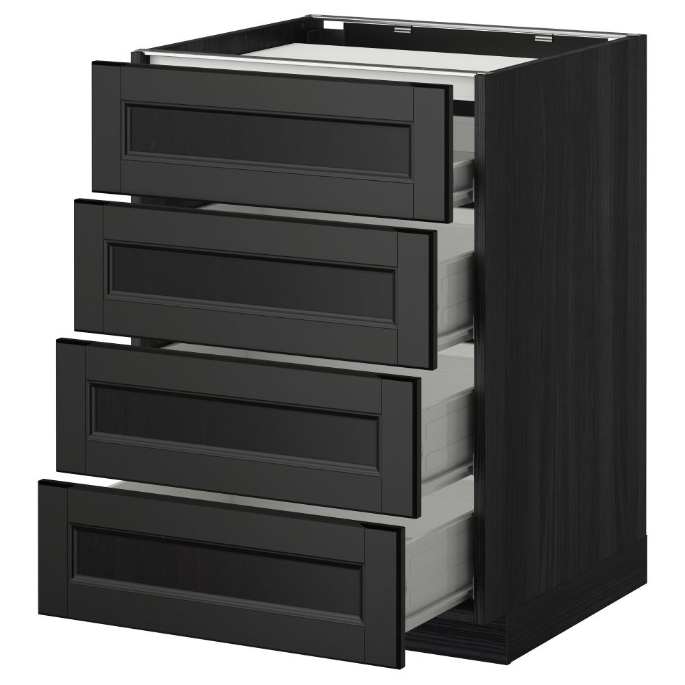 Напольный шкаф, 4 фронтальных панели, 4 ящика МЕТОД / ФОРВАРА, черный, Лаксарби черно-коричневый черно-коричневый - фото 1
