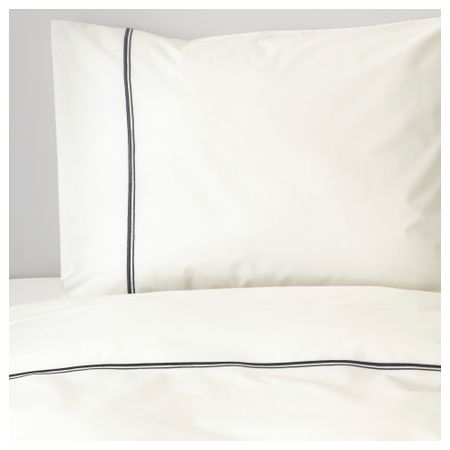 Пододеяльник и 1 наволочка ХЭКСОРТ, белый, серый (150x200/50x70 см)