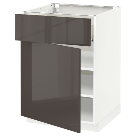 Напольный шкаф с ящиком, дверью МЕТОД / ФОРВАРА, белый, Рингульт серый