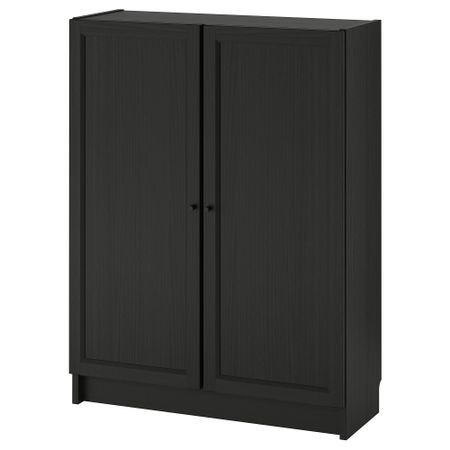Стеллаж с дверьми, 80x30x106 см, черно-коричневый IKEA BILLY БИЛЛИ, OXBERG ОКСБЕРГ 992.810.44