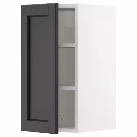 METOD Навесной шкаф с полками - белый/Lerhyttan черная морилка 30x60 см