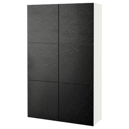 Комбинация для хранения с дверцами, белый, Лаксвикен черный 120x40x192 см IKEA БЕСТО 192.471.53