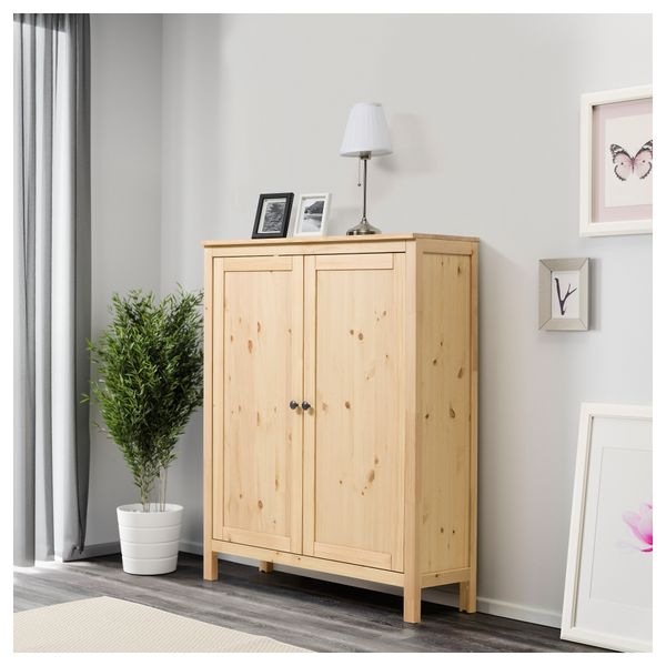 Шкаф с 2 дверьми ХЕМНЭС, светло-коричневый (99x130 см) - схема-чертеж с размерами