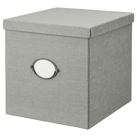 Коробка с крышкой, серый 32x35x32 см IKEA KVARNVIK КВАРНВИК 704.669.53