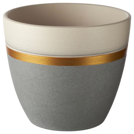 Горшок цветочный, серый/золотой полоска 15 см IKEA LIMEPEPPAR ЛАЙМПЕППАР 404.679.73