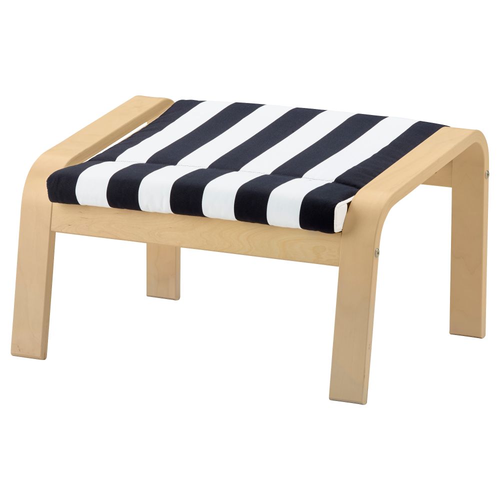 Табурет для ног ПОЭНГ, березовый шпон, Стенли черный/белый - фото 1