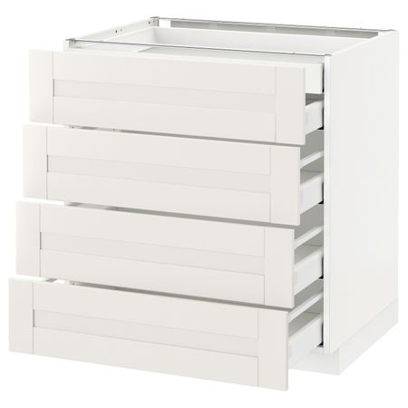 Напольный шкаф 4 фронтальных, 2 низких, 3 средних ящ, белый/Сэведаль белый 80x60 см IKEA METOD МЕТОД / MAXIMERA МАКСИМЕРА