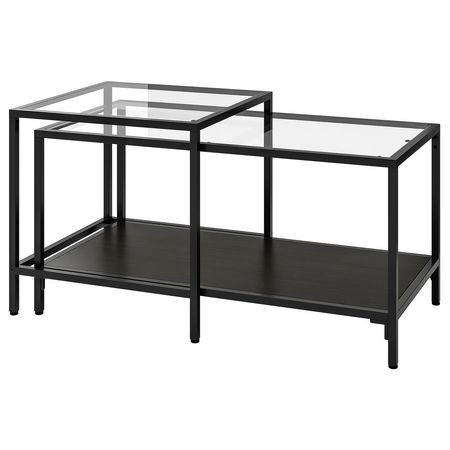 VITTSJÖ Комплект столов, 2 шт - черно-коричневый/стекло 90x50 см