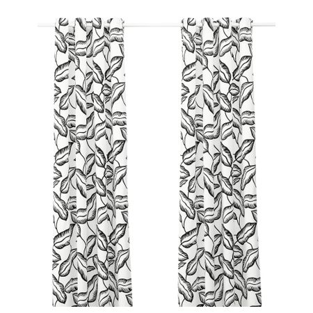 Гардины, 1 пара АВСИКТЛИГ, белый, черный (145x300 см)