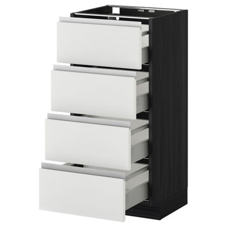 Напольный шкаф 4 фронтальных панели, 4 ящика МЕТОД / МАКСИМЕРА, черный, Нодста белый