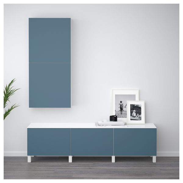 Комбинация для хранения с ящиками БЕСТО, белый, Вальвикен темно-синий (180x42x48 см) - схема-чертеж с размерами