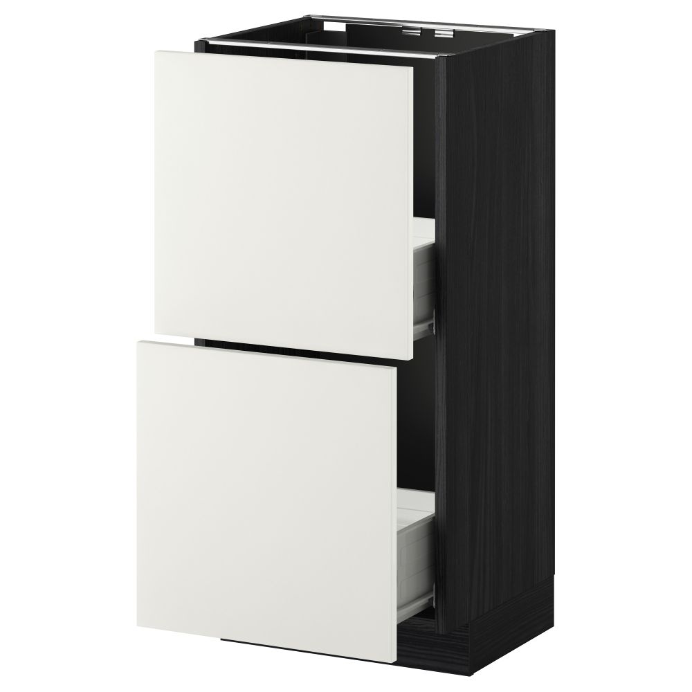 Напольный шкаф с 2 ящиками МЕТОД / ФОРВАРА, черный, Хэггеби белый - схема-чертеж с размерами