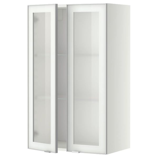 Навесной шкаф с полками, 2 стекло дв, белый/Ютис матовое стекло 60x100 см IKEA METOD МЕТОД 592.383.40 - фото 1