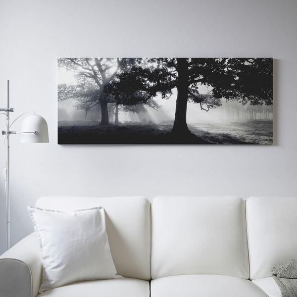 Картина с рамой, Лесная поляна II, цвет алюминия 140x56 см IKEA БЬЁРКСТА 092.072.56 - фото 3