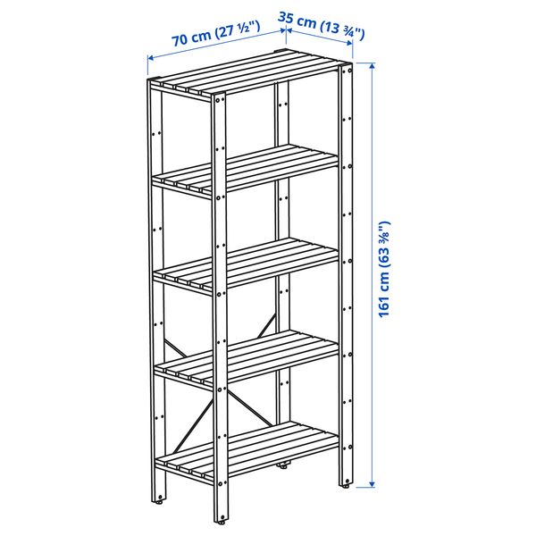 Стеллаж, для сада, 70x35x161 см, коричневая морилка IKEA TORDH ТУРД 893.161.76 - схема-чертеж с размерами