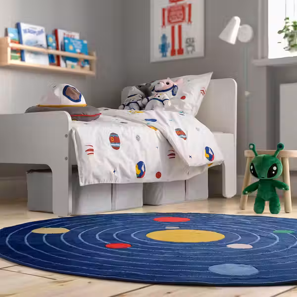 AFTONSPARV АФТОНСПАРВ Пододеяльник и наволочка - космос/разноцветный 150x200/50x60 см - схема-чертеж с размерами