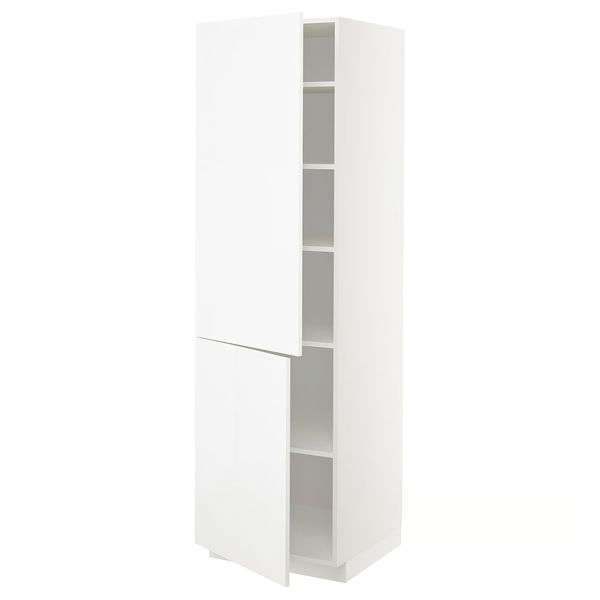 METOD Высокий шкаф с полками/2 дверцы - белый/Ringhult белый 60x60x200 см - фото 1