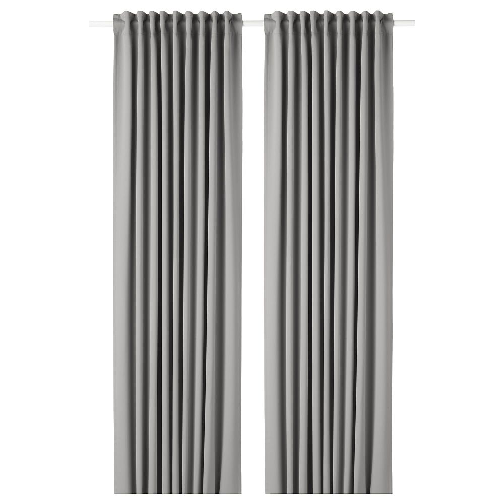 Гардины, блокирующие свет, 1 пара МАЙГУЛЛ, серый (145x300 см) - фото 1