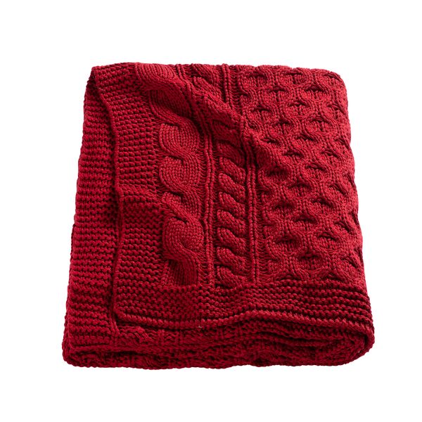 Плед ВИВИАННА, вязаный, красный (120x180 см) - фото 1