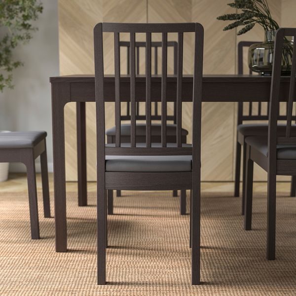 Стул, темно-коричневый, Hakebo темно-серый IKEA EKEDALEN ЛЕН ЭКЕДАЛЕН 494.292.03 - фото 4