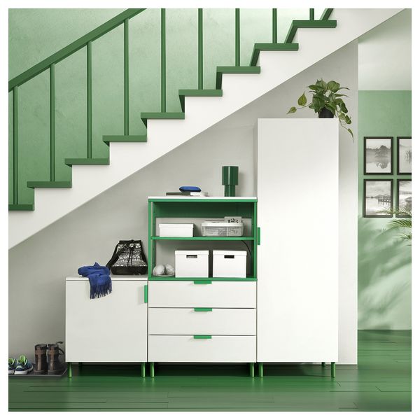 Гардероб 2-дверный + 3 ящика, белый Fonnes, зеленый, 200x42x191 см IKEA PLATSA ПЛАТСАA ПЛАТСА 395.962.64 - фото 2