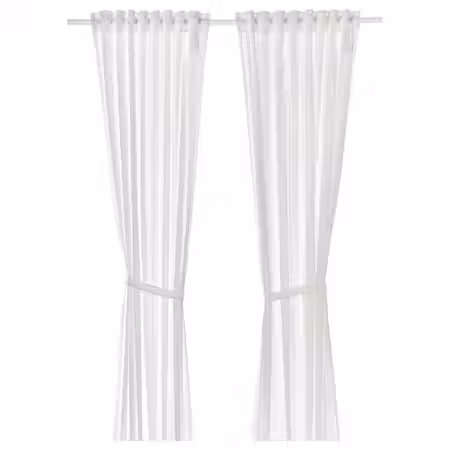 LEN Гардины с прихватом, 2 шт. - точечный/белый 120x300 см