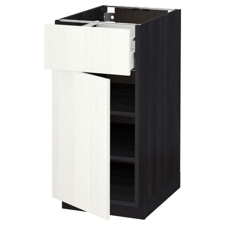 Напольный шкаф с ящиком, дверью МЕТОД / МАКСИМЕРА, черный, Росдаль белый
