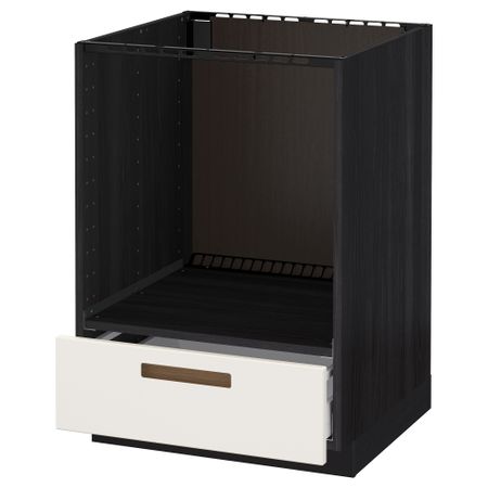 Напольный шкаф для духовки, с ящиком МЕТОД / МАКСИМЕРА, черный, Мэрста белый (60x60 см)