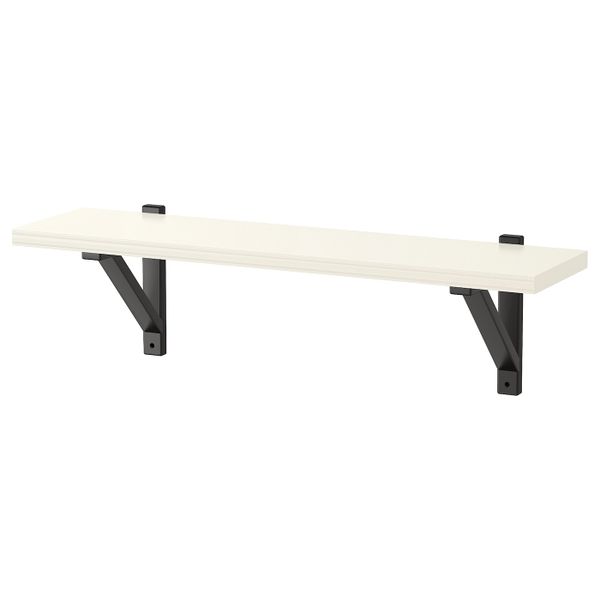 Полка навесная, белый, черный, 80x22 см IKEA БЕРГСХУЛЬТ / ЭКБИ ВАЛЬТЕР 992.906.99 - фото 1