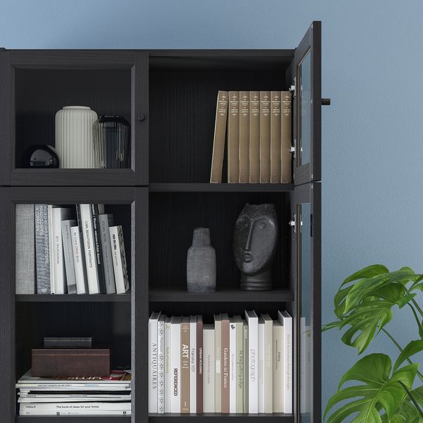 Стеллаж с верхними полками, дверьми, 80x30x237 см, черно-коричневый IKEA BILLY БИЛЛИ 192.873.37 - фото 4