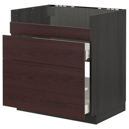 Напольный шкаф для мойки ХАВСЕН, 3 фасада, 2 ящика, 80x60 cm IKEA METOD МЕТОД, MAXIMERA МАКСИМЕРА 193.343.86