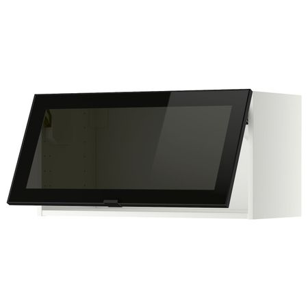 Горизонтальный навесная шкаф со стеклянной дверью, белый/Ютис дымчатое стекло 80x40 см IKEA МЕТОД 093.305.86