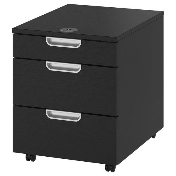 Тумба с ящиками на колесах ГАЛАНТ, черно-коричневый (45x55 см) - схема-чертеж с размерами