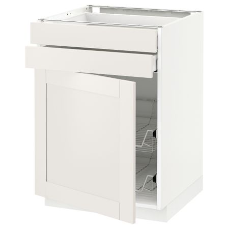 Напольный шкаф, дверца, 2 ящика, проволочных корзин МЕТОД / МАКСИМЕРА, белый, Сэведаль белый