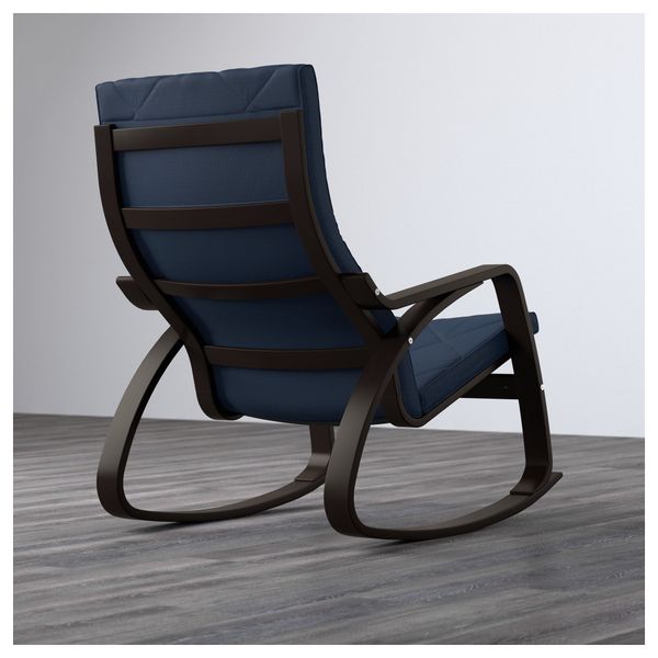 Кресло-качалка ПОЭНГ, черно-коричневый, Эдум темно-синий - фото 3