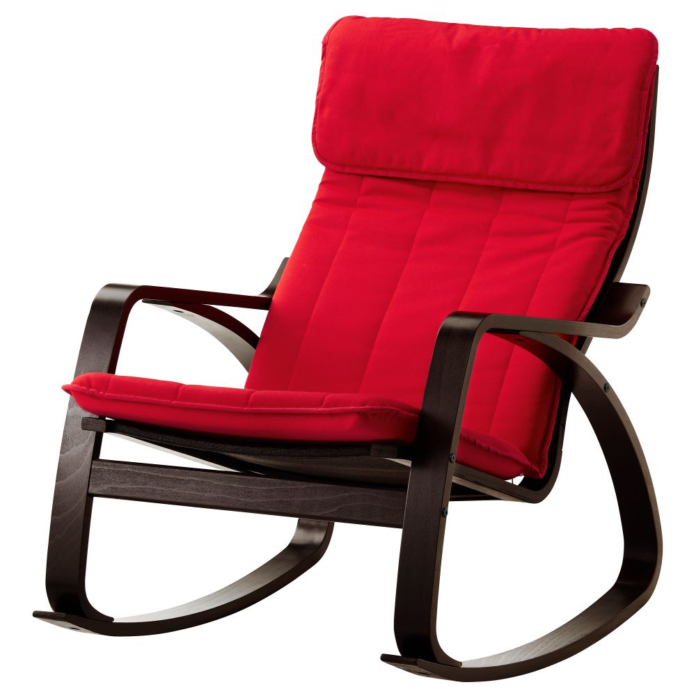 Кресло-качалка ПОЭНГ, черно-коричневый, Ранста красный - фото 1