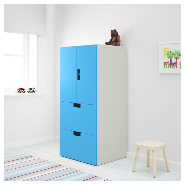 Комбинация для хранения с дверцами, ящиками СТУВА, белый, синий (60x50x128 см) - фото 2