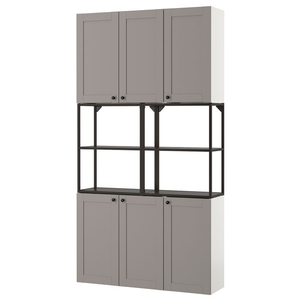 Комбинация для хранения, антрацит, серый каркас, 120x32x225 см IKEA BEGIVENHET БЕГИВЕНХЕТ 093.314.25 - фото 2