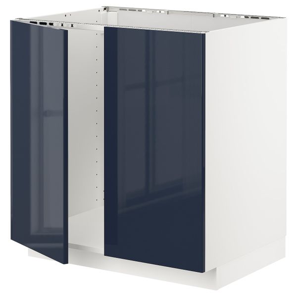 Напольный шкаф для раковины + 2 двери, белый/Ерста черно-синий 80x60x80 см IKEA METOD МЕТОД 892.827.27 - схема-чертеж с размерами