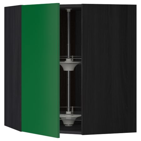 Угловой навесной шкаф с вращающейся секцией МЕТОД, черный, Флэди зеленый