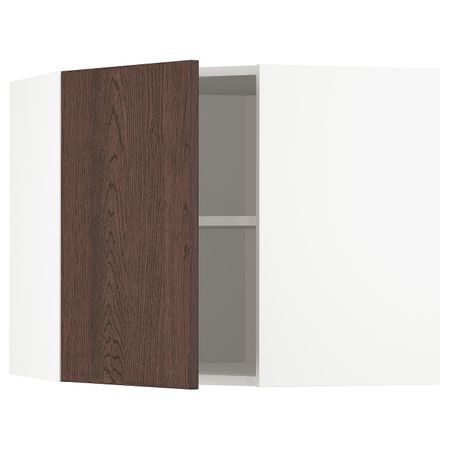 Угловой навесной шкаф с полками, белый/Синарп коричневый 68x60 см IKEA METOD МЕТОД 894.045.16