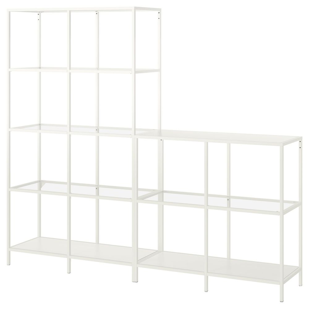 Комбинация для хранения, белый/стекло 200x36x175 см IKEA VITTSJÖ ВИТШЁ 692.945.47 - фото 1