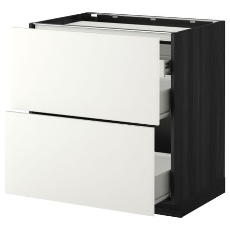 Напольный шкаф, 2 фронтальных панели, 3 ящика МЕТОД / ФОРВАРА, черный, Хэггеби белый
