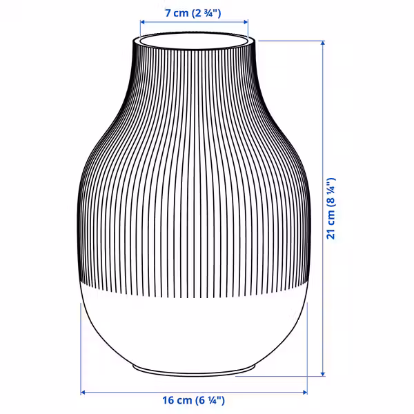 GRADVIS Ваза - темно-серый 21 см - схема-чертеж с размерами