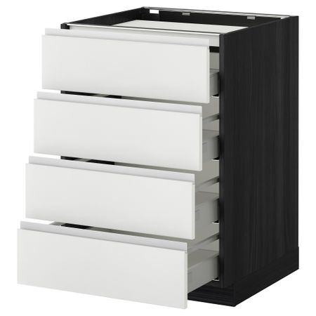 Напольный шкаф, 4 фронтальных панели, 4 ящика МЕТОД / МАКСИМЕРА, черный, Нодста белый